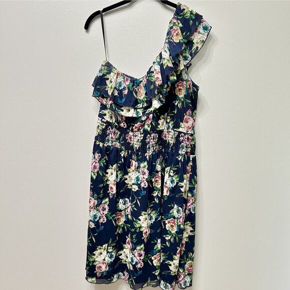 torrid Dresses & Skirts - Torrid Dress Women's 1 1X Blue Knee Length One Shoulder Floral Beach Cottagecore